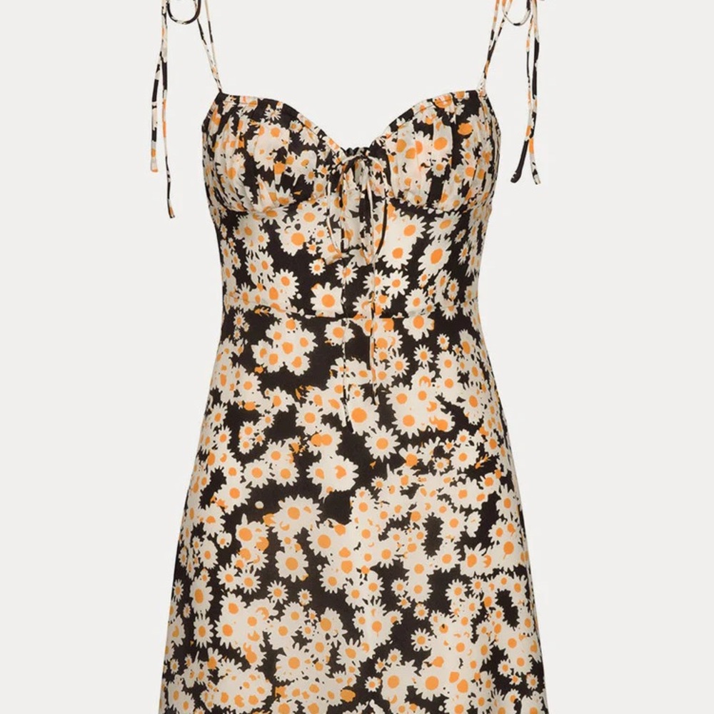 Realisation Par Floral Dress in Black and Orange